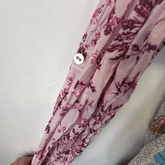 NWOT Cino Sundance Crinkled Pearl Button Shirt Peacock funky festival boho - L - Picture 10 of 11